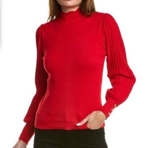 NWT Nanette Lepore Metallic Puff Sleeve Mock Neck Sweater ❤️